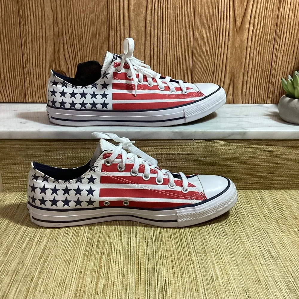 Converse Stars and Strips Bold Red and White Sneakers Unisex W 9.5 M 11.5 - Picture 3 of 6